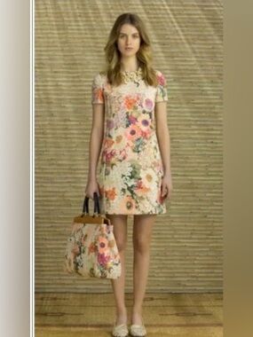 Tory Burch Garden Party Kaley Floral Tweed Dress Sz 6